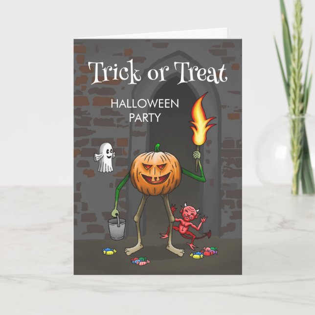 Convite Doce ou Travessura com Jack O'lantern (Frente)
