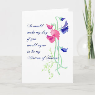 Convite Docinho Pea Matron of Honor Request Card