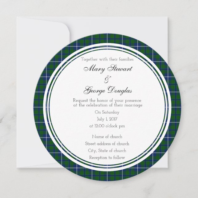 Convite Douglas Scottish Wedding Round (Frente)