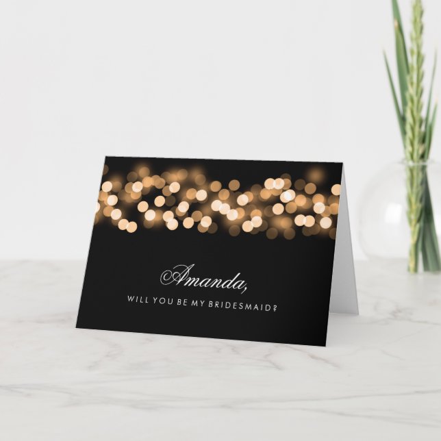 Convite Dourada Hollywood Glam Be My Bridesmaid (Frente)