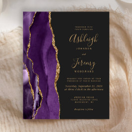 Convite Dourado Agate Dark Casamento Roxo de Orçam