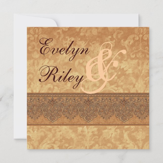 Convite Dourado antigo E401 do casamento tema (Frente)