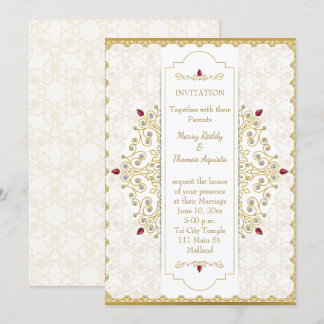 Convite Dourado ao Casamento Indiano Hindu