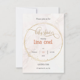 Convite Dourado ao Chá de fraldas de Luxo