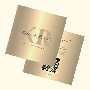 Convite Dourado ao Código QR de Casamento Simples 