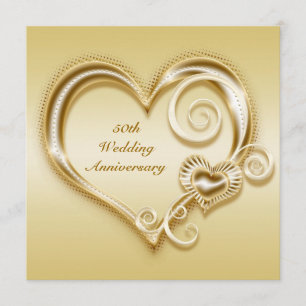 Convite Dourado ao Coração no 50º Aniversário