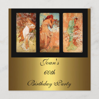 Convite Dourado Arte Antiga Alphonse Mucha