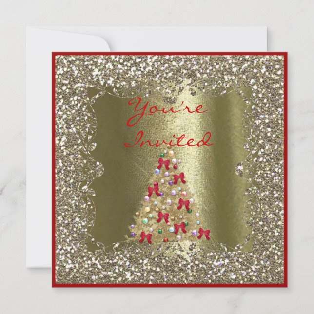 Convite Dourado CHIC & FAB NOITE DE NATAL CRISTAL (Frente)