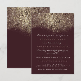 Convite Dourado com Glitter Sepia Burgundy