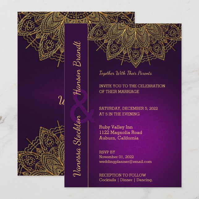 Convite Dourado Contemporâneo para Casamento Manda (Frente/Verso)
