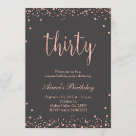Convite Dourado cor-de-rosa do aniversário de 30