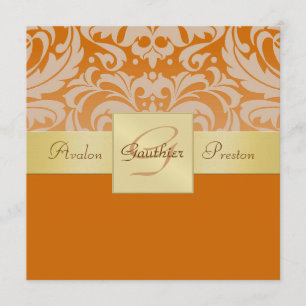 Convite Dourado da fita do meio monograma