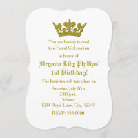 Convite Dourado da princesa de coroa aniversário