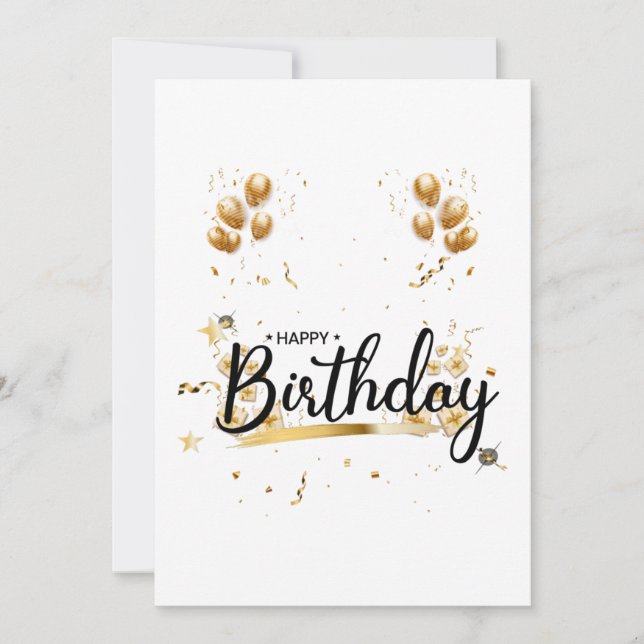 Convite Dourado de Aniversário Feliz (Frente)