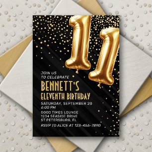 Convite Dourado de Aniversário para 11