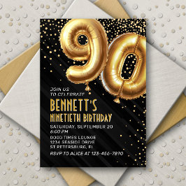 Convite Dourado de Aniversário para 90