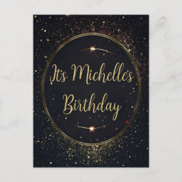 Convite Dourado de Aniversário Preto e Preto