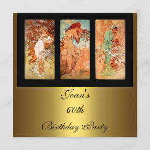 Convite Dourado de Arte Antiga de Alphonse Mucha
