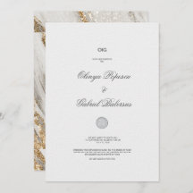 Convite Dourado de Casamento Chic Foil Branco