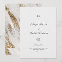 Convite Dourado de Casamento Chic Foil Branco