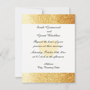 Convite Dourado de Casamento com Literatura Glitte
