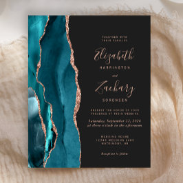 Convite Dourado de Casamento de Agata de Teal de O