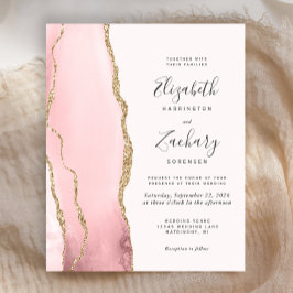 Convite Dourado De Casamento De Agata Rosa-Blush D