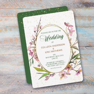 Convite Dourado de Casamento de Cerejeira Rosa