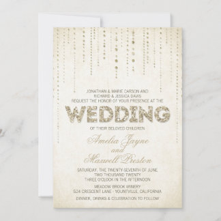 Convite Dourado de Casamento de Olhar para a Glitt