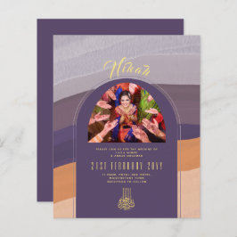 Convite Dourado de casamento FOTO NIKAH Plum