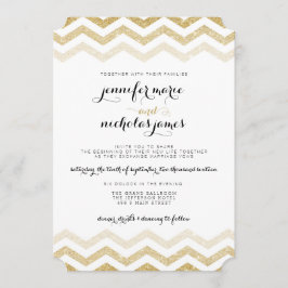 Convite Dourado de Casamento Glamor Chevron Glitte