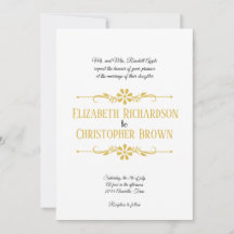 Convite Dourado de casamento Hospedado pelos pais 