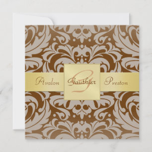 Convite Dourado de Fita para Monograma de Damáscar