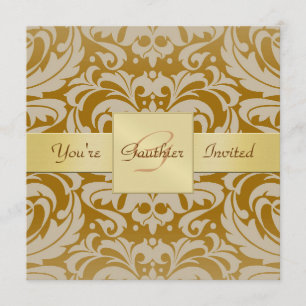 Convite Dourado de Fita para Ouro Damask Todas as 