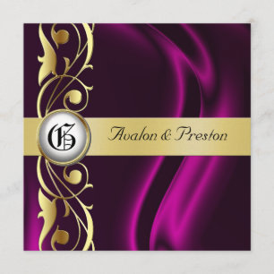 Convite Dourado de seda cor-de-rosa da pérola do