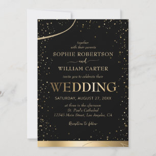 Convite Dourado e preto para casamento elegante