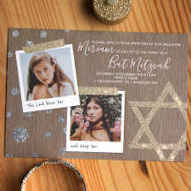 Convite Dourado e Silver Glitter Mitzvah