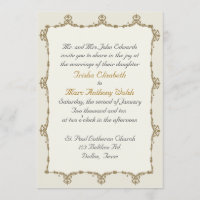 Convite Dourado Elegante para Casamento Barroco