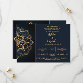Convite Dourado Elegante Para Casamento De Mandala