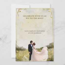 Convite Dourado Elegante Para Casamento Por Aquare