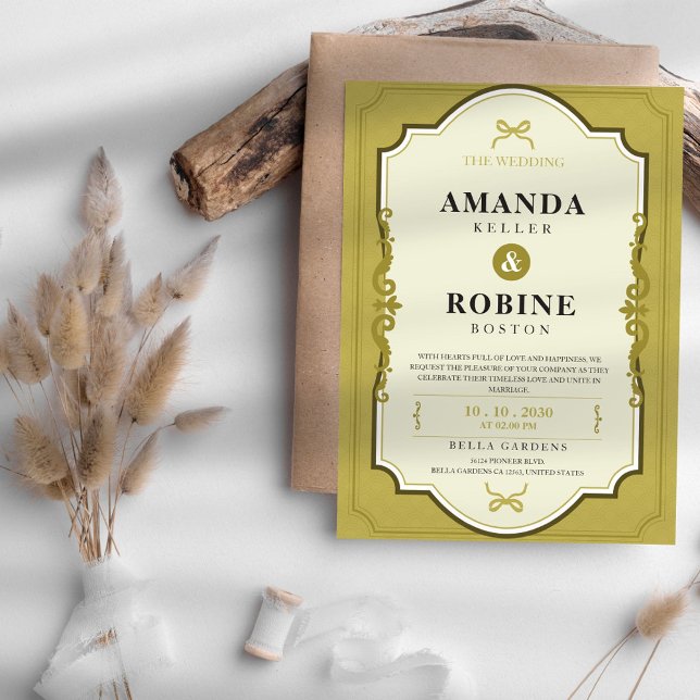 Convite Dourado Elegante para Casamentos (Criador carregado)