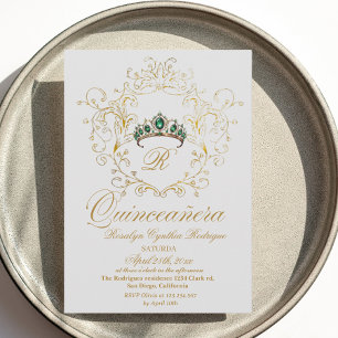 Convite Dourado Elegante Quinceanera