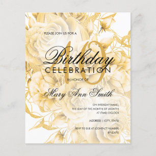 Convite Dourado Floral aniversário de 40 anos de O
