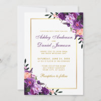 Convite Dourado Floral Purple Ultra Violet