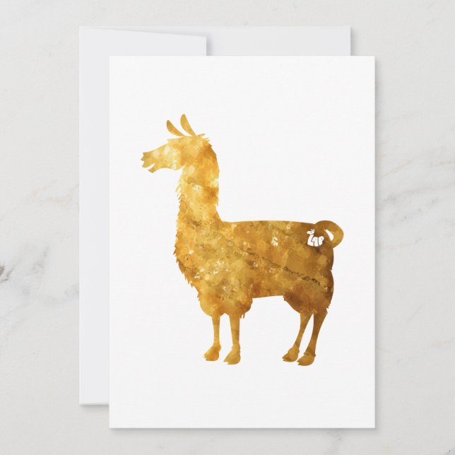 Convite Dourado Llama (Frente)