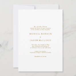 Convite Dourado Minimalista Clássico para Casament