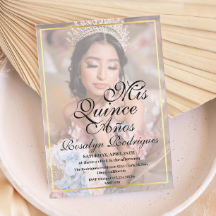 Convite Dourado Mínimo Elegante De Quinceanera