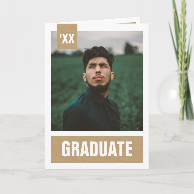 Convite Dourado Moderno Texturizado Graduação Foto (Frente)