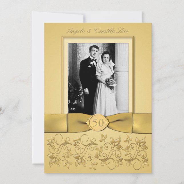 Convite Dourado para 50 anos (Frente)