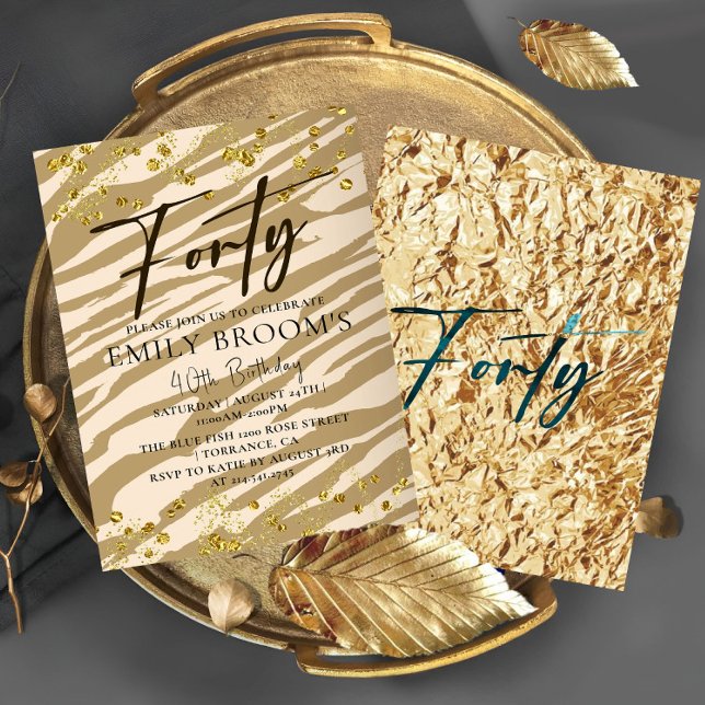 Convite Dourado para aniversário de 40 anos 40 (Criador carregado)